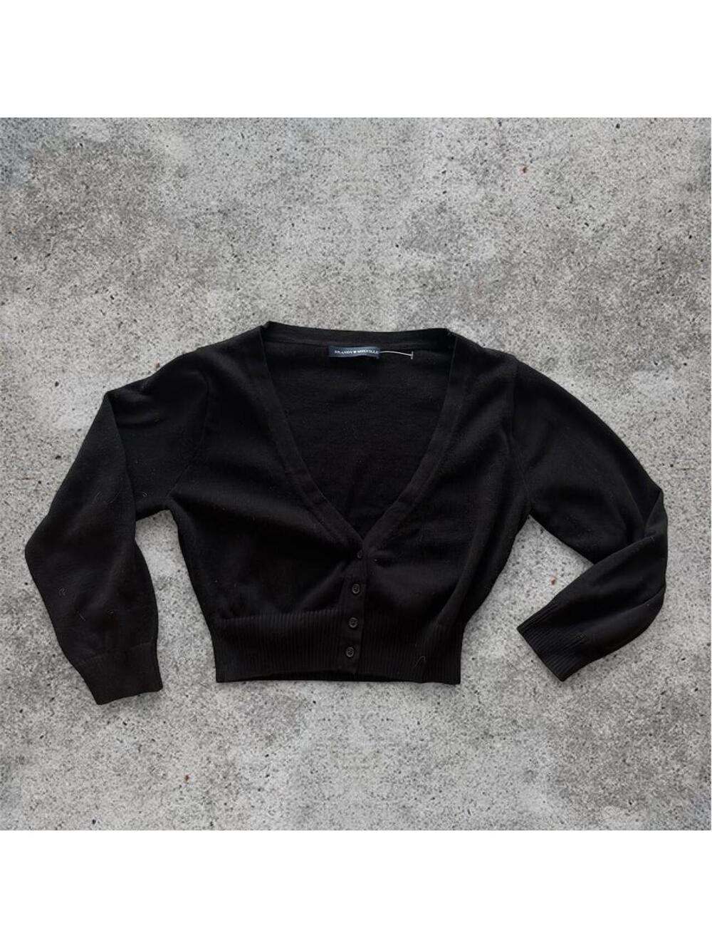 Brandy Melville black cropped 3/4 sleeves Shannon cardigan